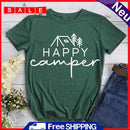 Fashion Happy Camper Short Sleeve T-Shirt (Green S) -02518