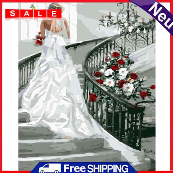 The Bride in the Stairs No Frame Pictures By Number DIY Digital Coding Oil Paint