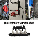 4 Post Power Distribution Block Bus Bar Battery Junction Block (M10 Black) Newly