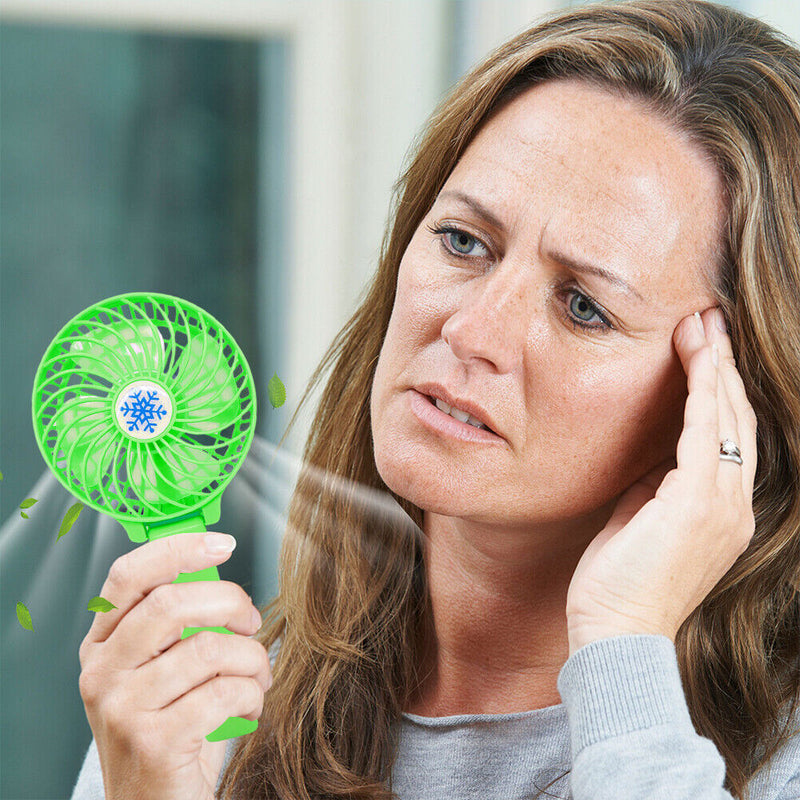 Folding Handheld Desktop Summer Cooling Fan for Travel Office Dorm (Green)
