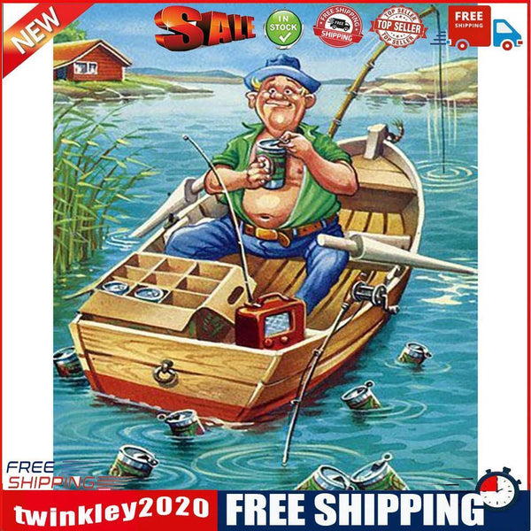 Angler Pattern 40X50cm Frameless Oil Paint By Numbers Picture DIY Painting