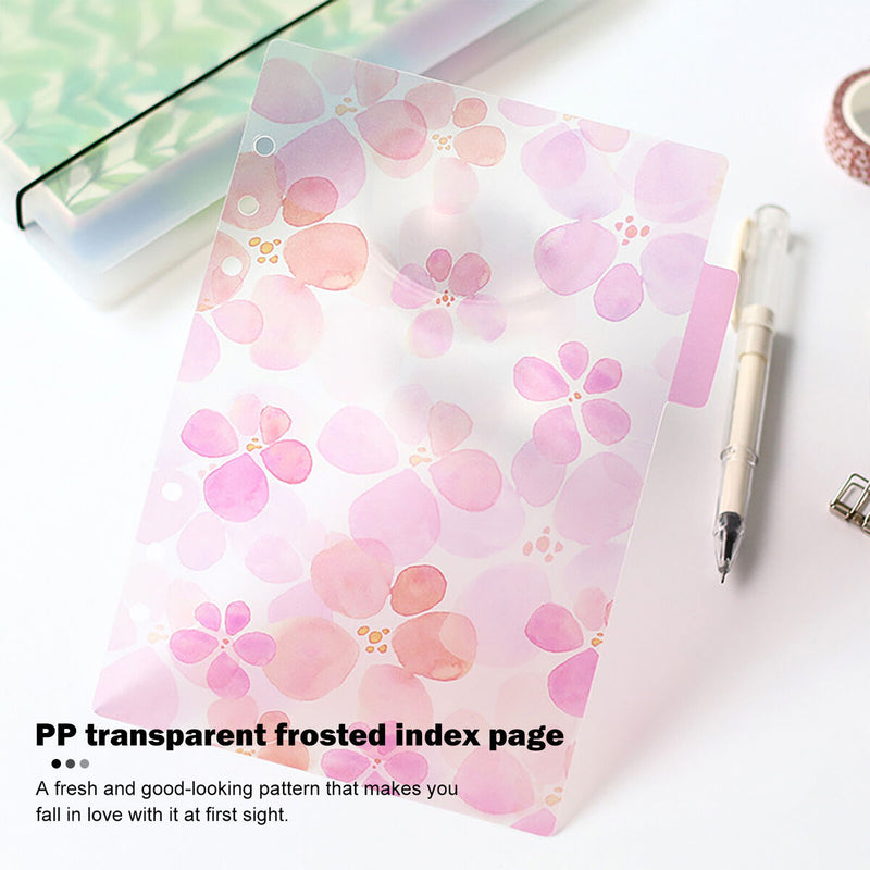 Transparent Loose Leaf Index Divider A5 A6 Paper with 6 Insert Pages Page Marker