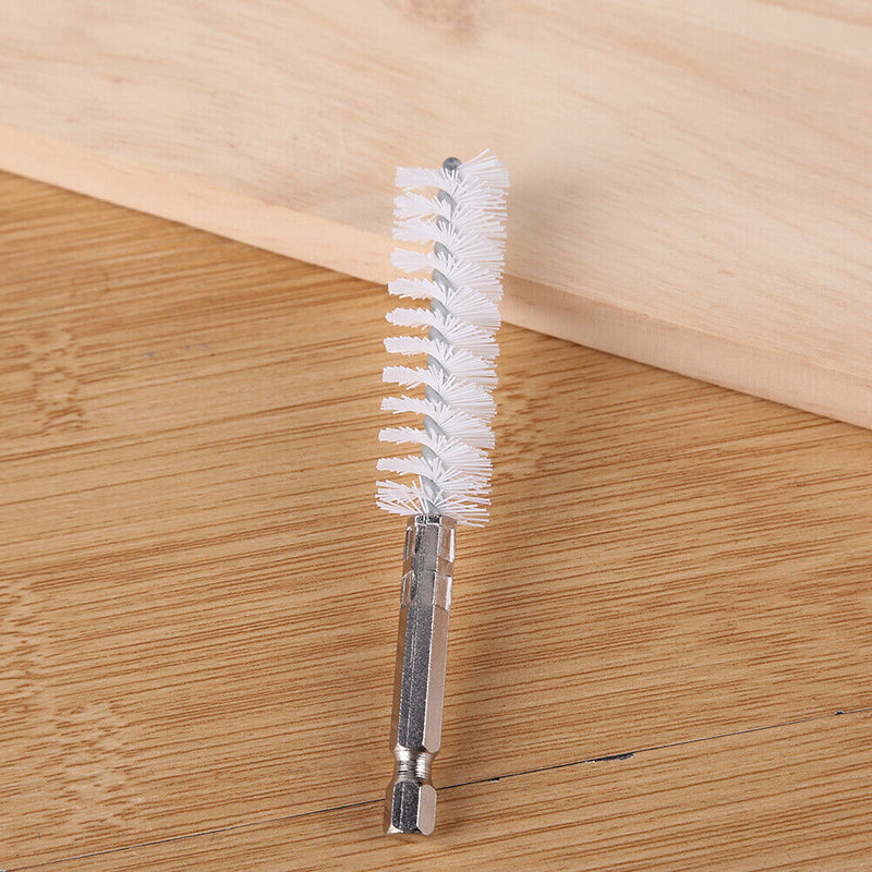 2pcs Pipe Dredge Hex Shank Brush Kit with Drill Extension Rod (White Nylon)