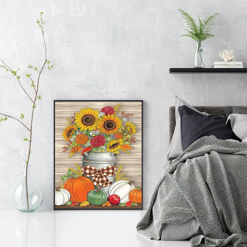 Sunflower in Vase Oil Paint By Numbers Kits DIY Handpainted on Canvas Home Decor