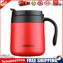350ml Stainless Steel Vacuum Flask Handle Lid Portable Water Cup (Red)