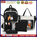 4pcs Canvas Backpack School Bags Set for Teenage Girls Students Female Bookbags