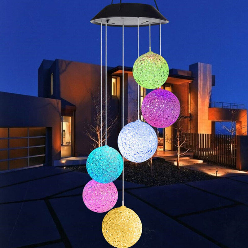 Solar Wind Chime Ball Light LED Waterproof Outdoor Courtyard Garden Decor Newly