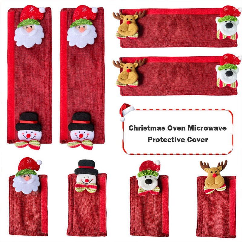 Kitchen Christmas Microwave Oven Gloves with Coasters Heat Resistant Gloves