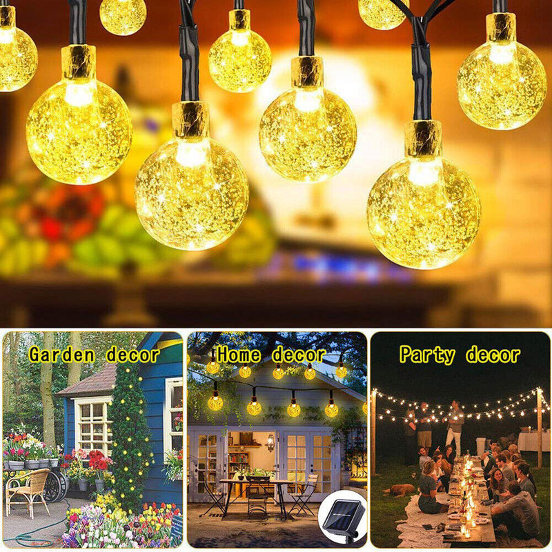 7m 30LED Crystal Balls Solar Light Waterproof Outdoor Lamps (Warm White) Newly