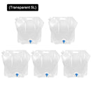 5pcs 5L Portable Outdoor Water Bag Foldable Camping Picnic Carrier (Clear) Newly