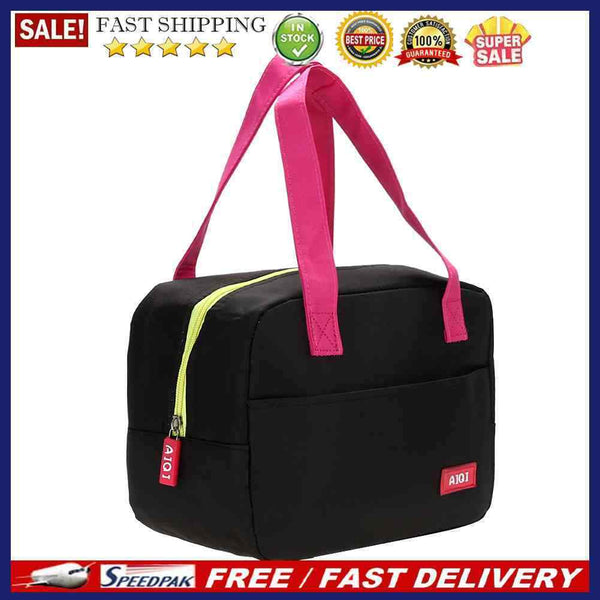 Portable Waterproof Thickness Insulated Picnic School Lunch Bag (Black)