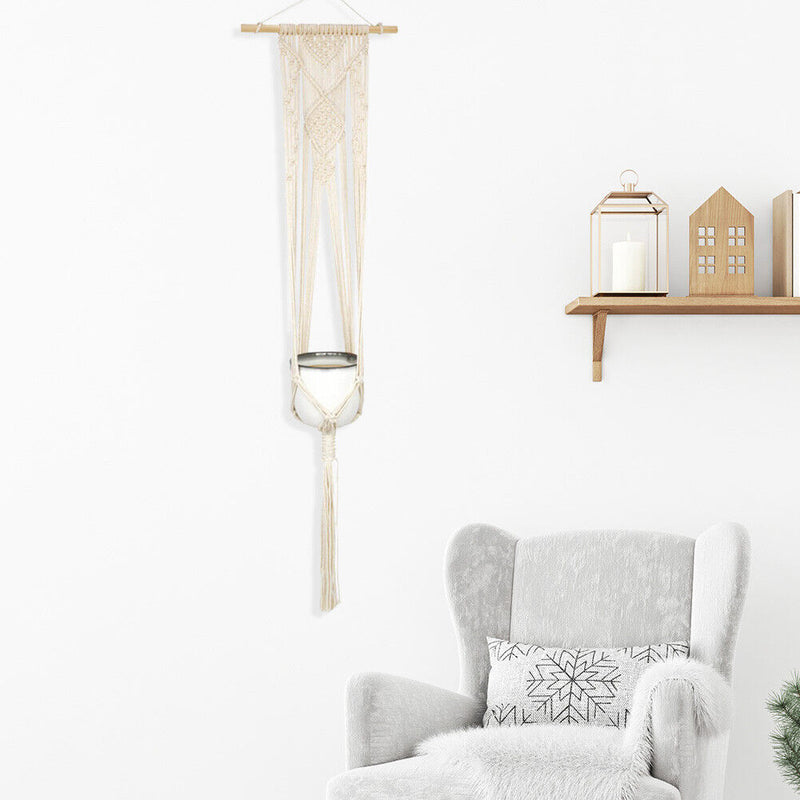 87-175cm Handmade Flower Pot Net Bag Macrame Braided Plant Hanging Basketball Hanger