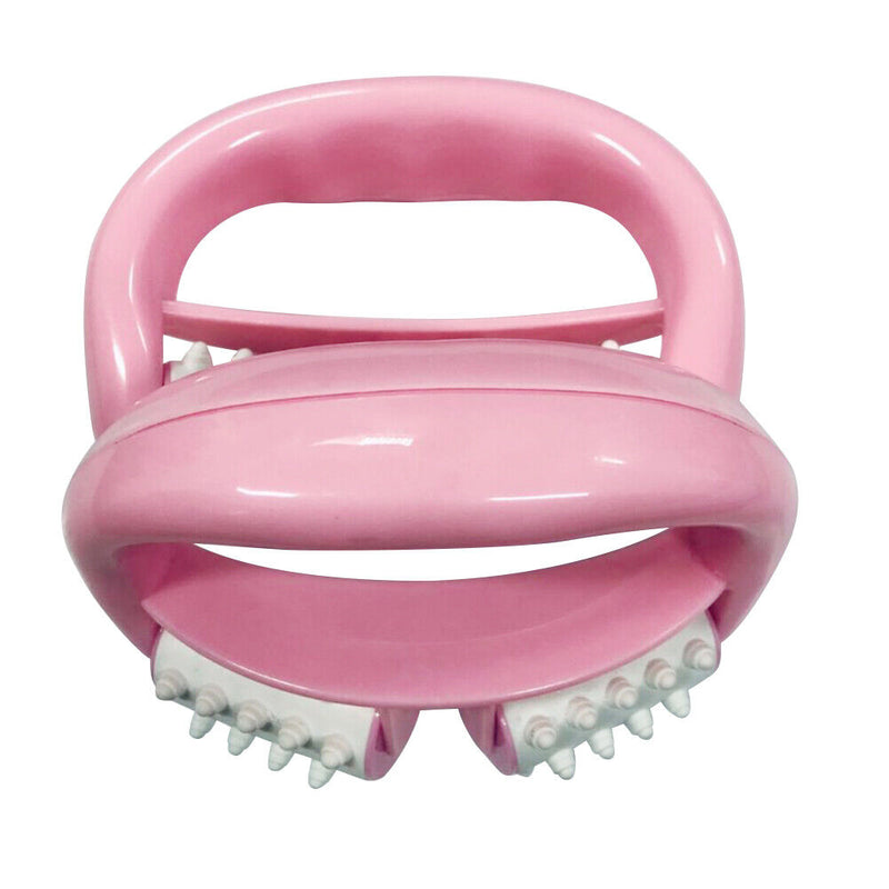 Body Roller Massager Arm Leg Dual Wheel Pain Relief Massage Tool (Pink) Newly