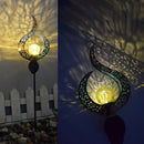 Solar LED Sun Moon Flame Light Retro Iron Landscape Lawn Lamps (B)(Blue) Newly