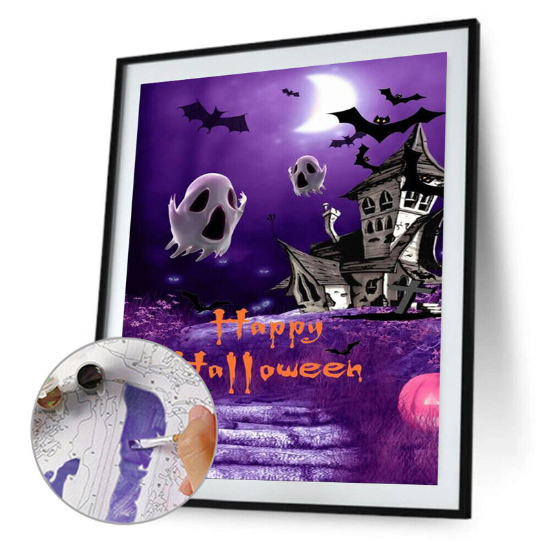 Halloween House Ghost Oil Paint By Numbers Kit Wall Decor 40x50cm (B1596 )