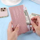 Retro Women PU Alligator Pattern Card Holder Contrast Color Wallet (Pink)