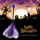 Halloween Witch Broom Plastic Witch Broomstick Kid Color Broom (Purple)