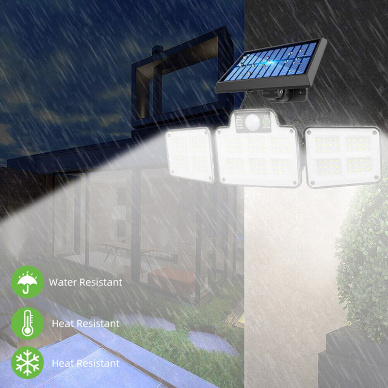 LED Wall-Mounted Solar 3 Head Motion Sensor Garden Outdoor Light (168LED) Newly