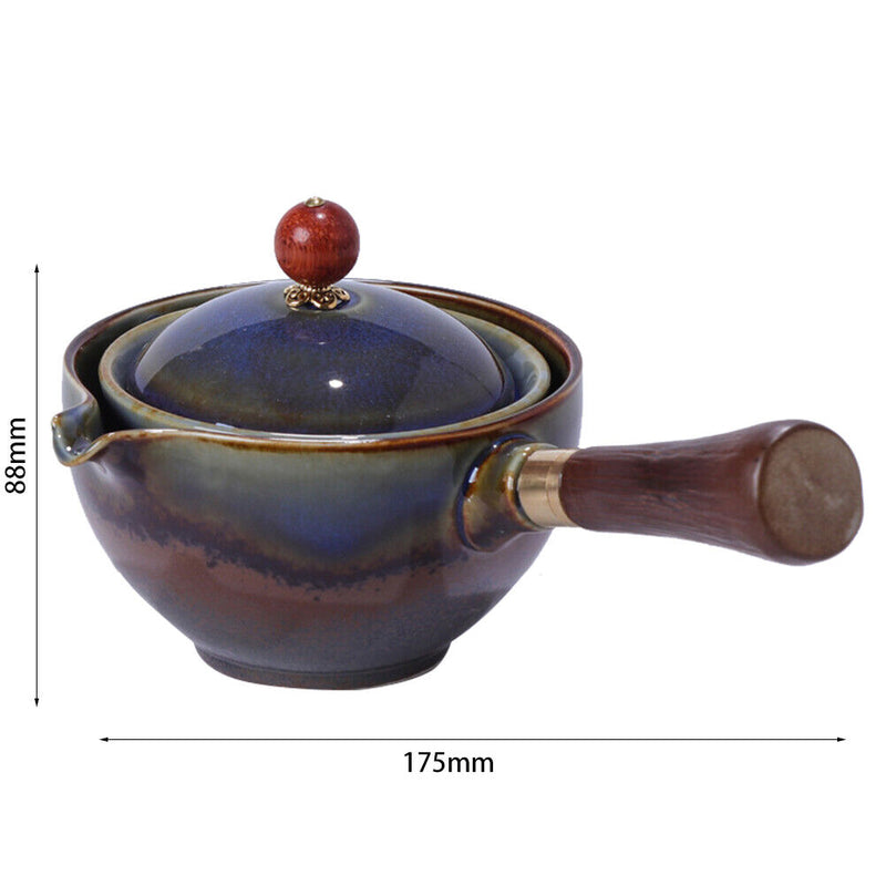 Portable Chinese Gongfu Kung Fu Tea Set Rotating Ceramic Teapot Teaware (G)