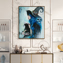 Witch Holding Cat Oil Paint By Numbers DIY Acrylic Painting on Canvas Crafts Kit