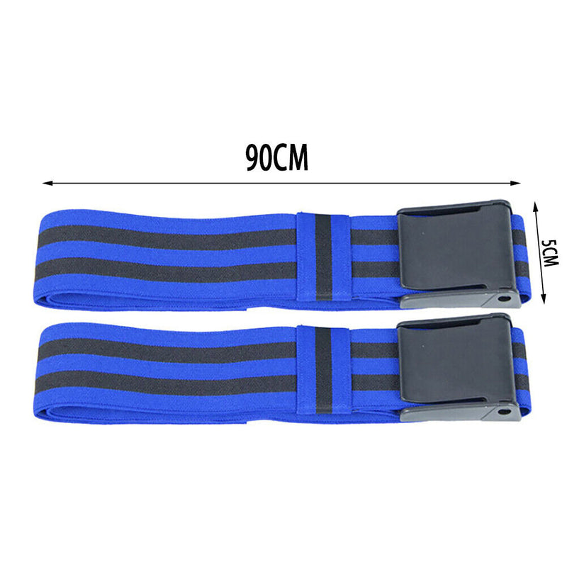 2x BFR Fitness Occlusion Bands Hip Building Blood Restriction Belt (Blue) Newly