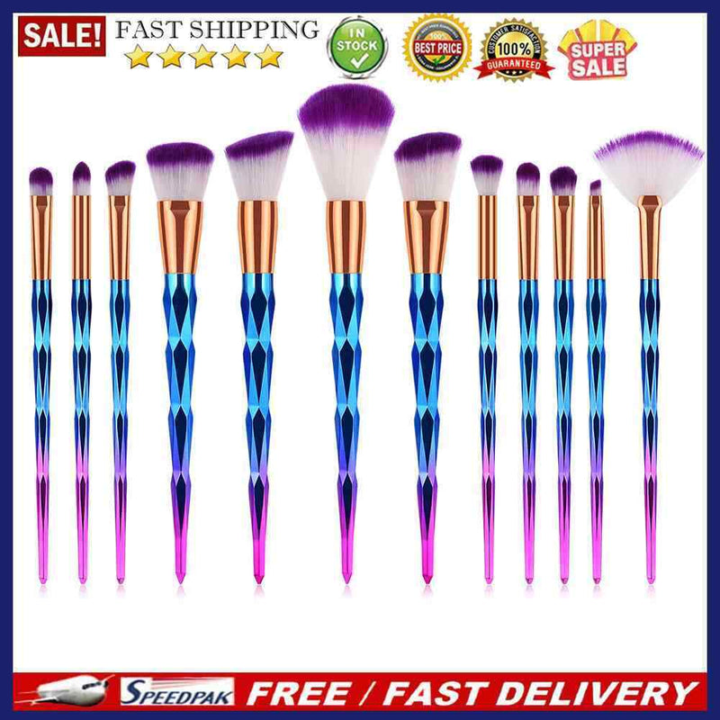 12pcs Makeup Powder Brush Travel Face Foundation Blush Cosmetics Makeup Bru