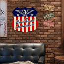 Shield American Flag Retro Metal Plate Tin Sign Plaque Poster Wall Decor