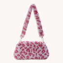 Portable Plush Shoulder Handbag Women Animal Print Underarm Bag Purse (2)