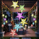Solar Color Changing Wind Chime Lamps Star Moon Pendant Garden Light (A) Newly
