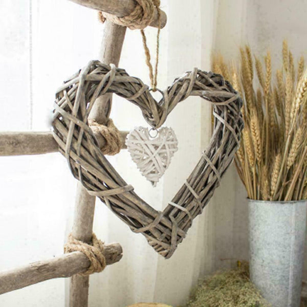 Wicker Heart Wreath Shabby Wall Hanging Wedding Birthday I1A9 Decor Party A4A5