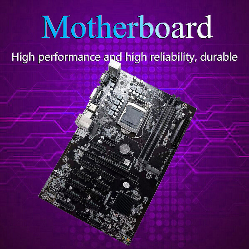 B250 BTC 12xPCI-E Mining Motherboard for LGA 1151 DDR4 with SATA2.0 Cable Newly