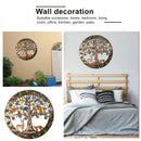 Iron Wall Sculptures-Metal Round Wall Decor with Tree Deer Fox Home Decor Newly