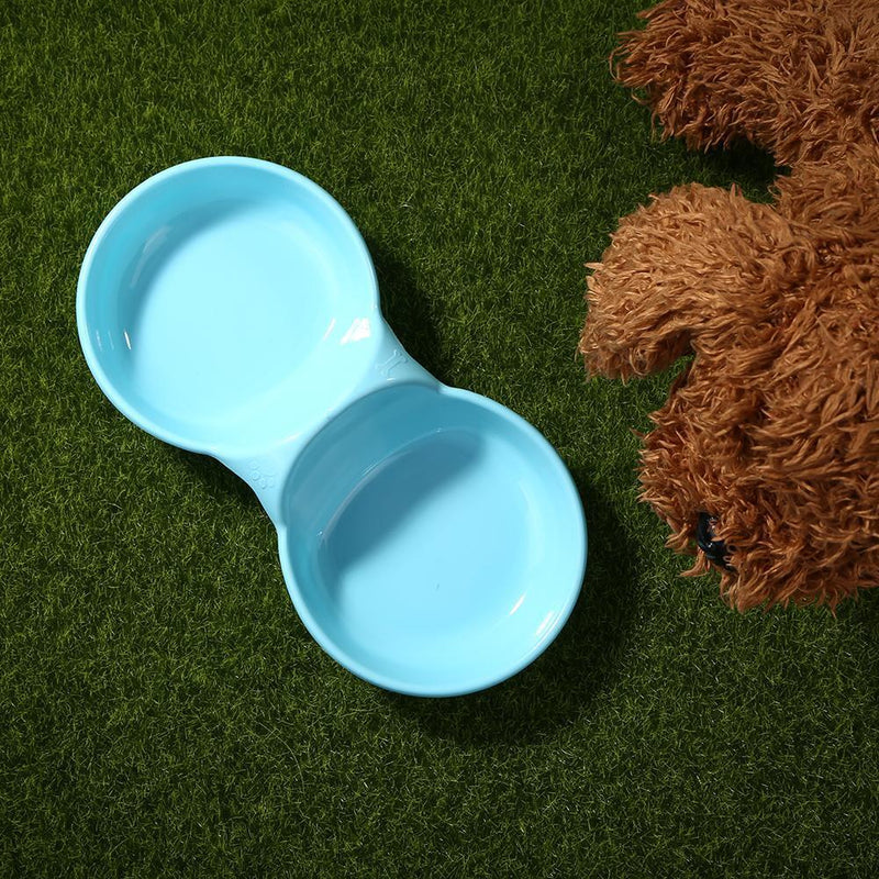 Dog Cat Double Bowl Puppy Food Water Feeder Dish Pet Feeding Drinking Dishes