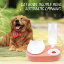 2 in 1 Pet Cat Feeder Bowl Automatic Drinking Water Dog Bowl (Orange Pink) Newly