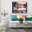Painting By Numbers DIY Snow House Canvas Oil Wall Art Picture Ornaments Kit