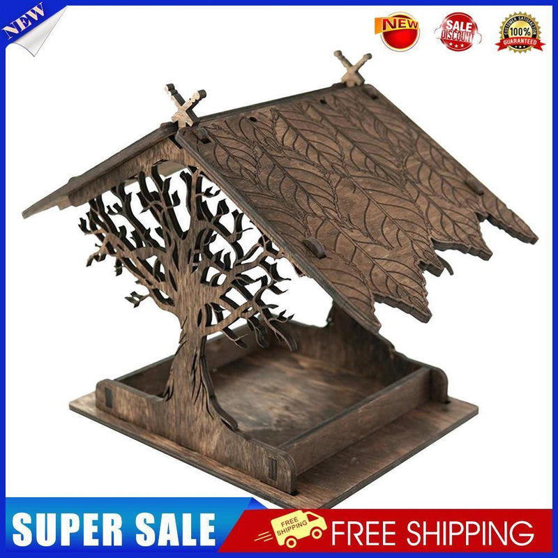 Wooden Bird Feeder Nest Outdoor Tree Branches Carving Hang Birdhouse (B)