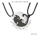 pair Cute Round Valentine's Day Fashion Couple Pendant Necklace Black White Cat