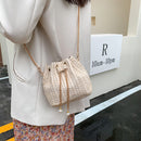Woven Crossbody Messenger Bag Straw Bucket Women Summer Chain Shoulder Handbags