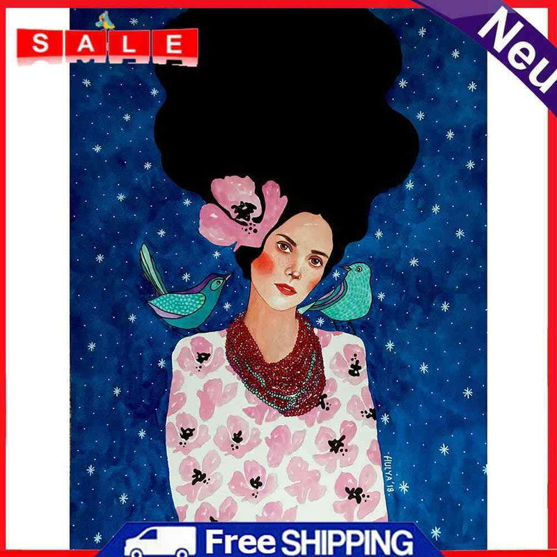 40x50cm Frameless Long Hair Girl DIY Oil Paint By Numbers Picture Home Decor