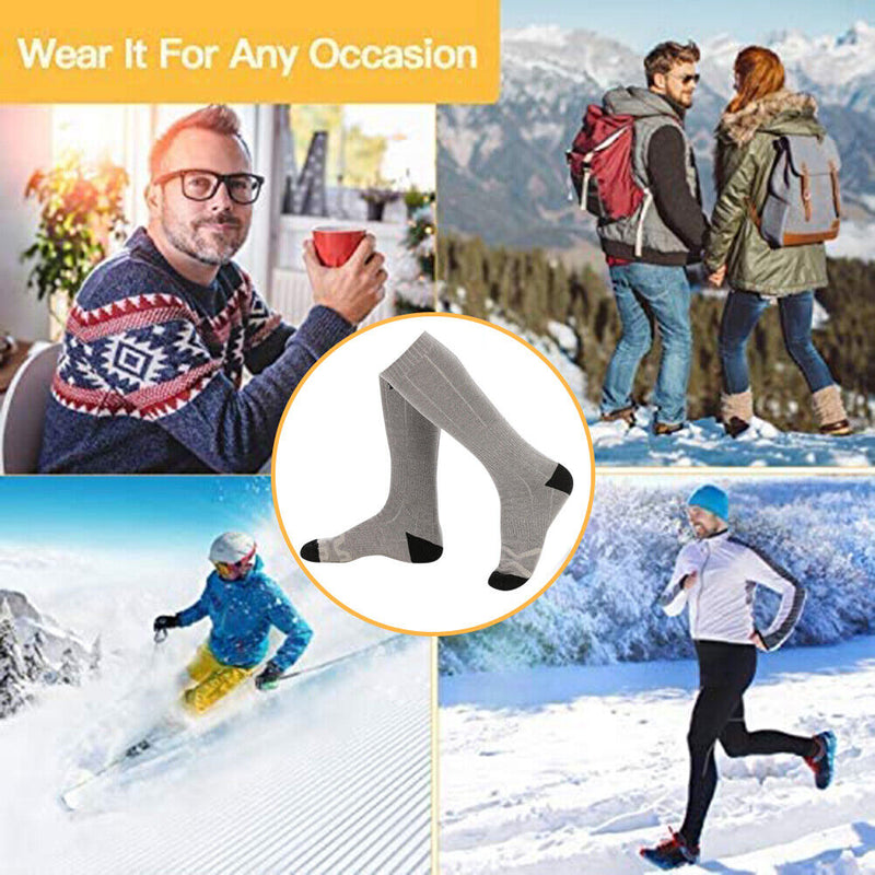 2pcs Adjustable Winter Electric Heating Socks Foot Warmer Stockings (Grey)