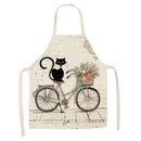 Kitchen Aprons for Women Men Household Baking Linen Dinner Cook Cat Tablier
