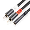 3.5mm Female to 2 RCA Male Audio Cable Splitter Adapter for MP3 Player Amplifier