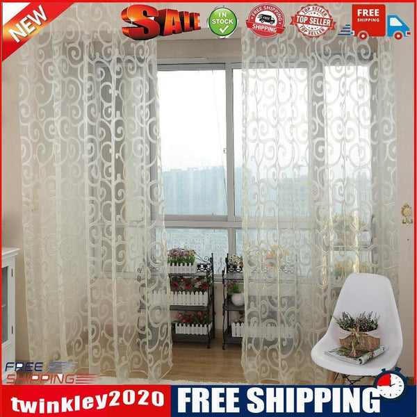 Yarn Window Tulle Curtains Window Voile Curtains for Living Room (White