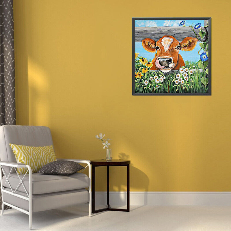 5D Diamond Painting Kit Grazing Cow Full Round Drill DIY Mosaic Picture Home Art