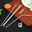 5pcs Portable Stainless Steel Tea Milk Drinking Straws Set Bar Kitchen Supplies