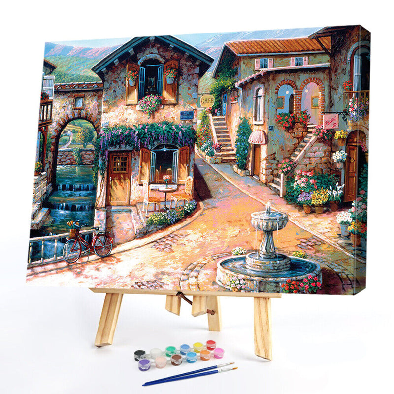 Handpainted DIY Beautiful Town Oil Paint by Numbers Kit Pictures Wall Craft