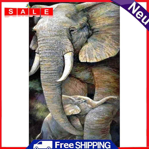 Elephant Mom and Son Oil Paint By Numbers Kits Canvas DIY Animal Home Decoration