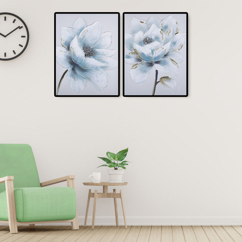 2 Panels Golden Leaf Lotus Oil Paint By Numbers Kits DIY Wall Art Picture