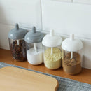 Plastic Seasoning Jar Can Kitchen Spice Salt Pepper Condiment Bottle with Spoon
