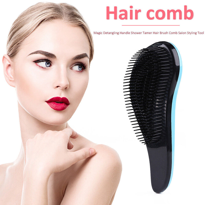 Hair Comb Detangle Hairbrush Massage Brush Curly Styling Tool (Light Blue)